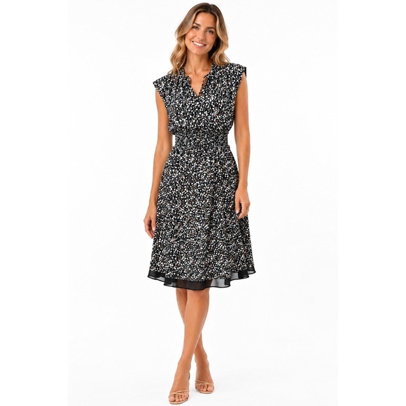 Rails Dresses & Skirts - Rails Ashlyn Smocked Midi Dress Ivy Ditzy Floral black pink green Prairie Medium
